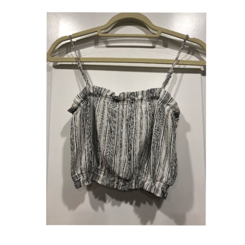 flowy black and white striped top and shorts